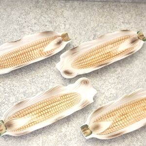 Set Of 4 Corn Shaped Ceramic Serving Dishes
